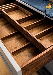 Walnut double drawer dividers